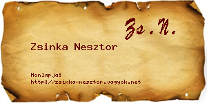 Zsinka Nesztor névjegykártya